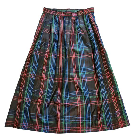VINTAGE COMM black plaid skirt pleated size 10 NOS - Picture 1 of 7